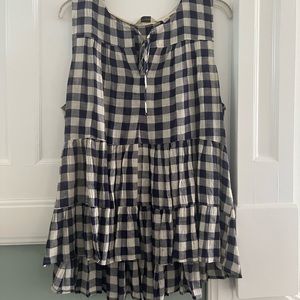 Linen Plaid Flowy Top